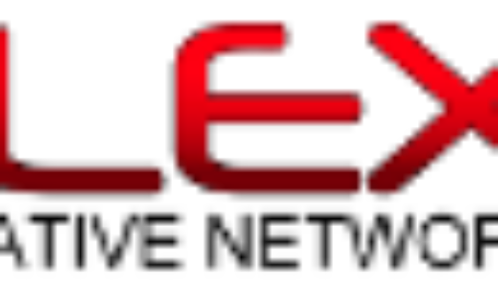 A red and white logo for the flex network.